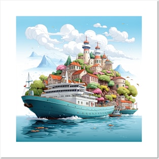 sweet kawaii style cruise port with friendly Posters and Art